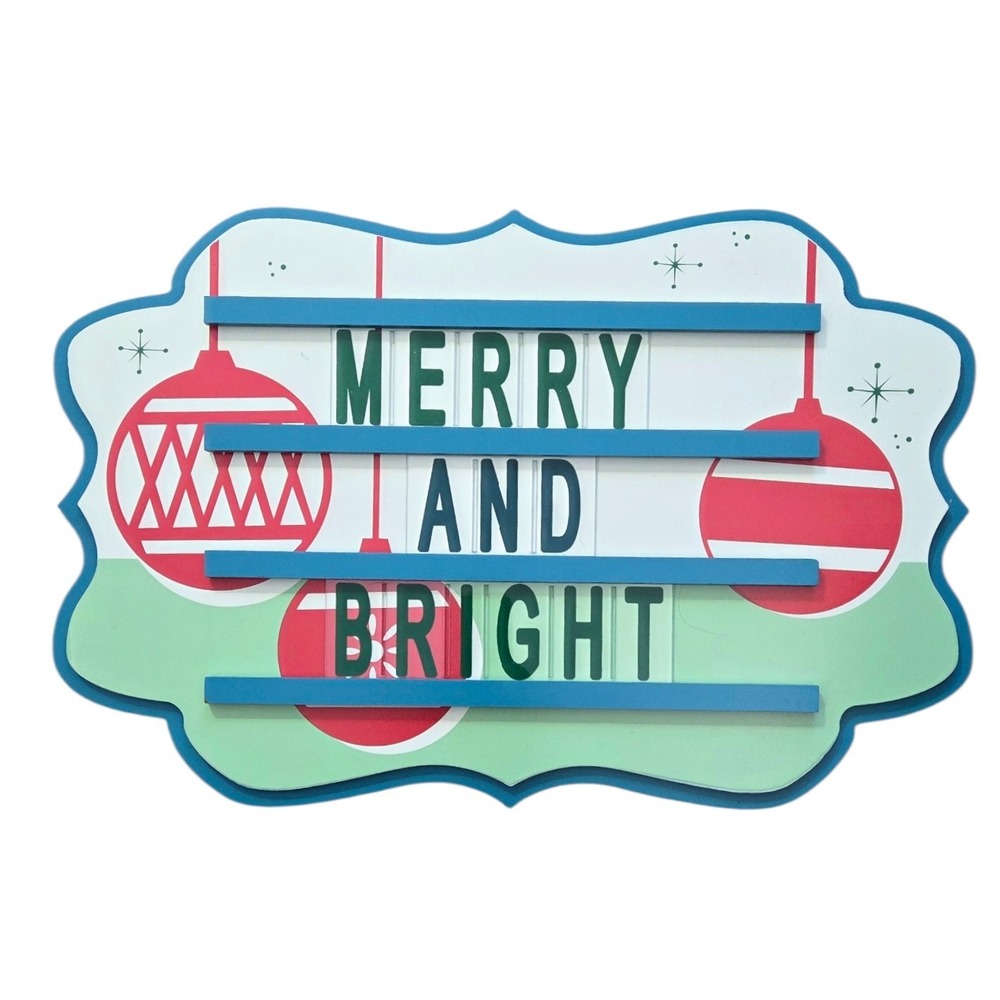 NEW   Allen + Roth MERRY AND BRIGHT Art Hanging Wall Marquee Sign Christmas
